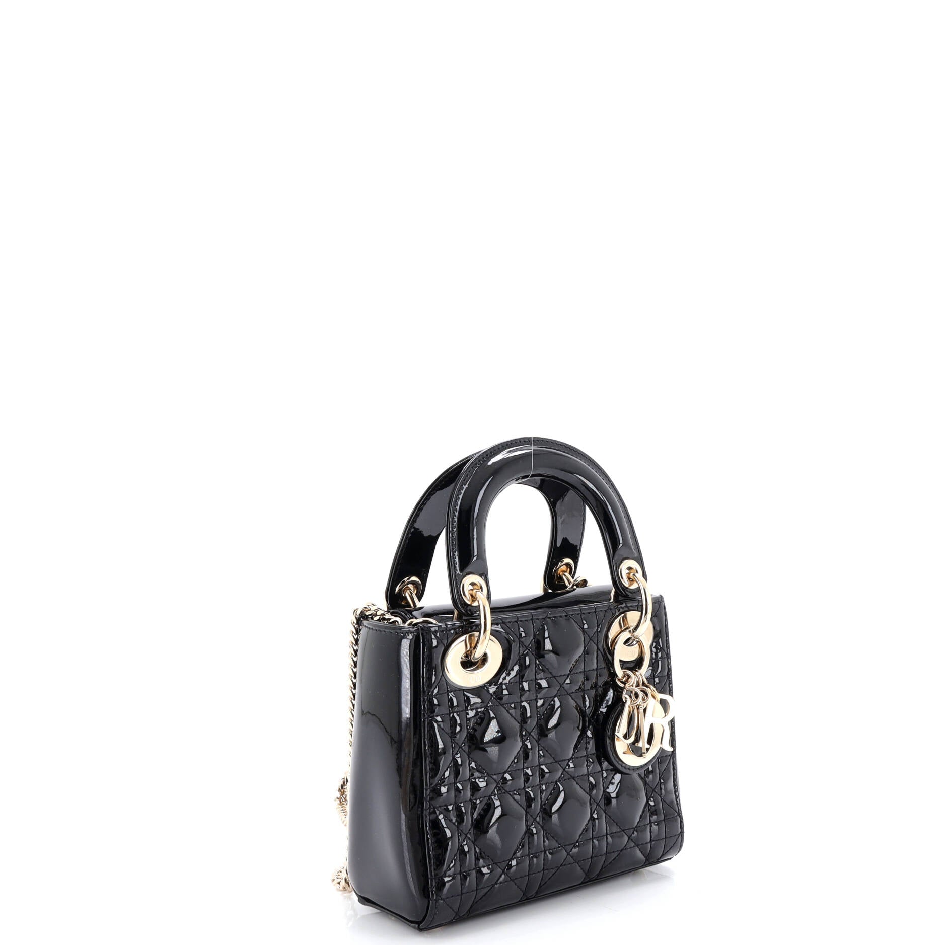 Lady Dior Chain Bag Cannage Quilt Patent Mini