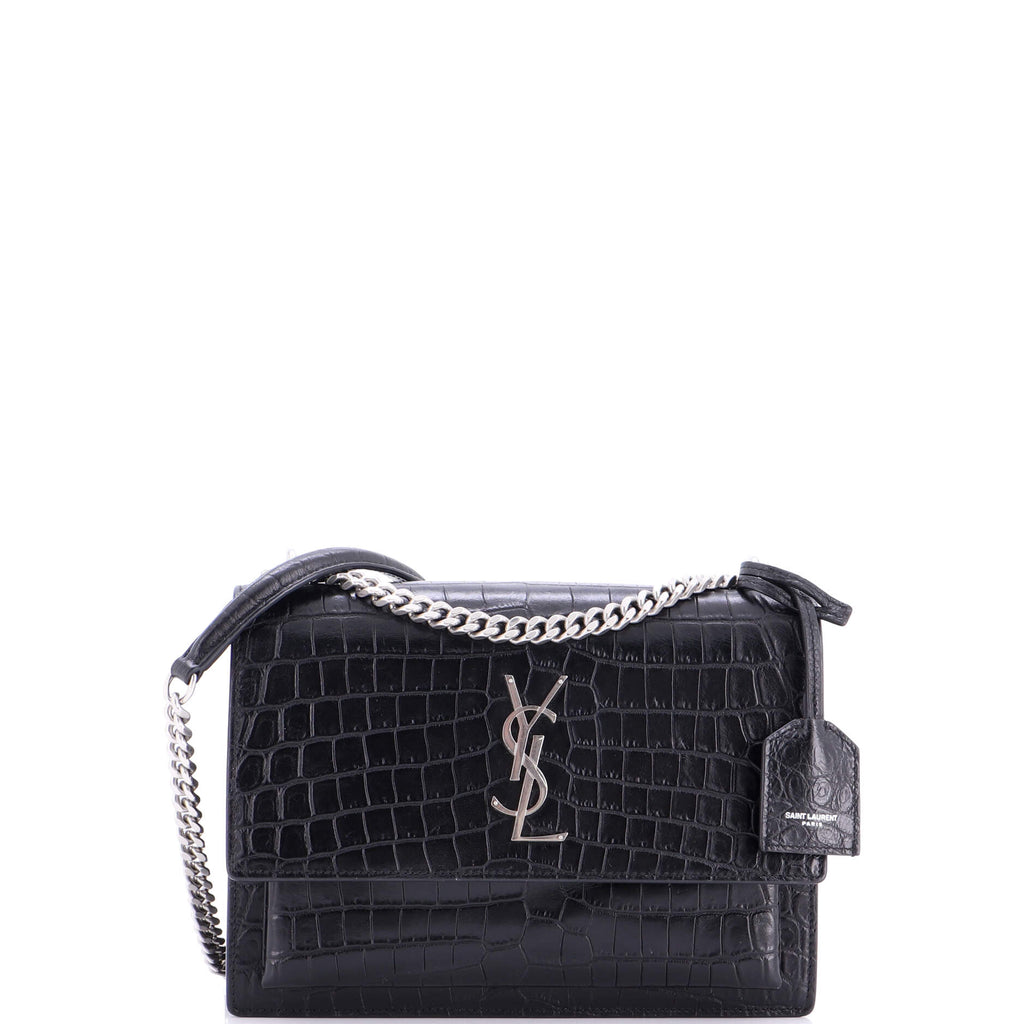 Sunset Crossbody Bag Crocodile Embossed Leather Medium