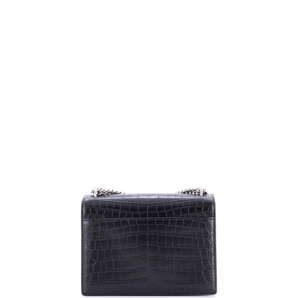 Sunset Crossbody Bag Crocodile Embossed Leather Medium