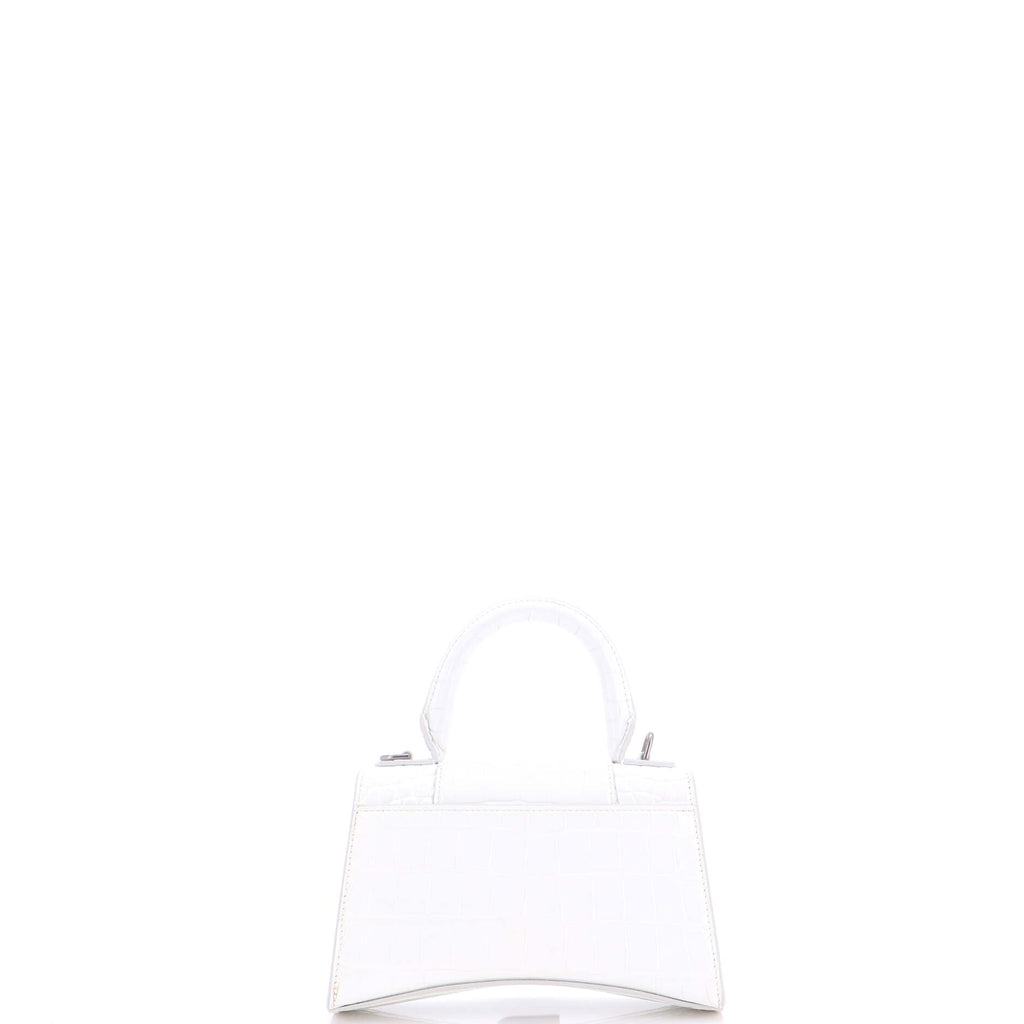 Hourglass Top Handle Bag Crocodile Embossed Leather XS