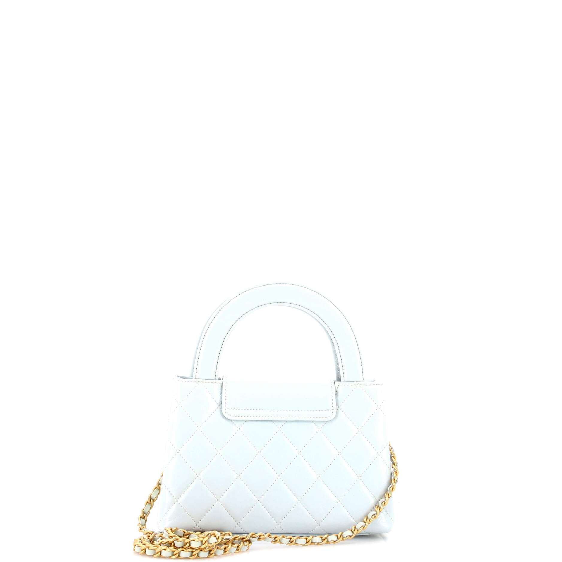 Kelly Top Handle Shopping Bag Quilted Shiny Aged Calfskin Mini