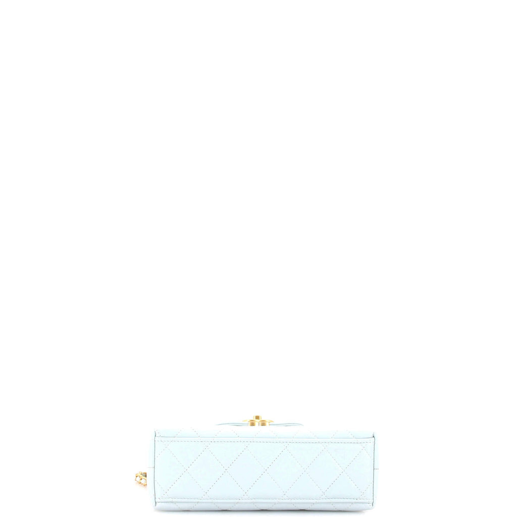 Kelly Top Handle Shopping Bag Quilted Shiny Aged Calfskin Mini