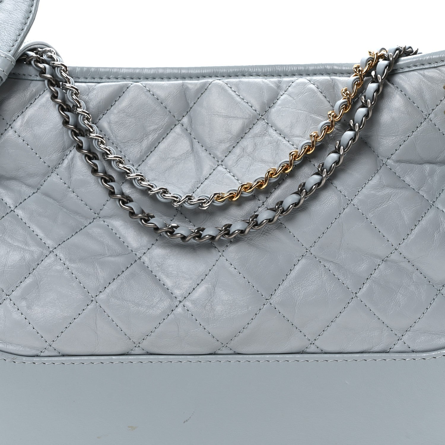 Aged Calfskin Quilted Medium Gabrielle Hobo Light Blue
