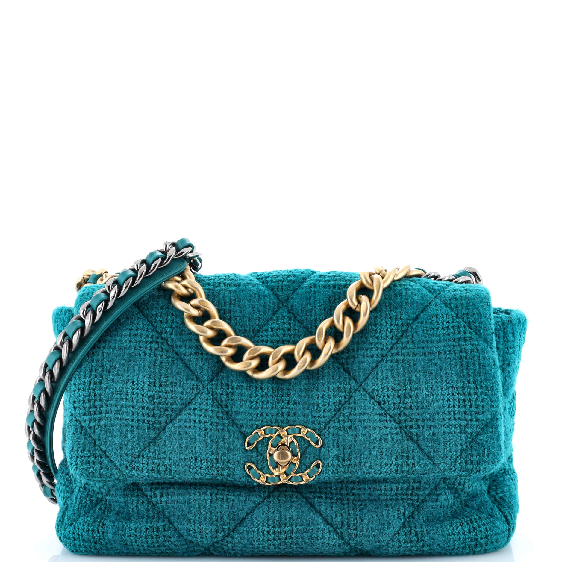 19 Flap Bag Quilted Tweed Large