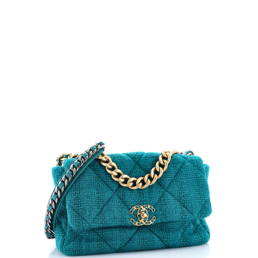 19 Flap Bag Quilted Tweed Large