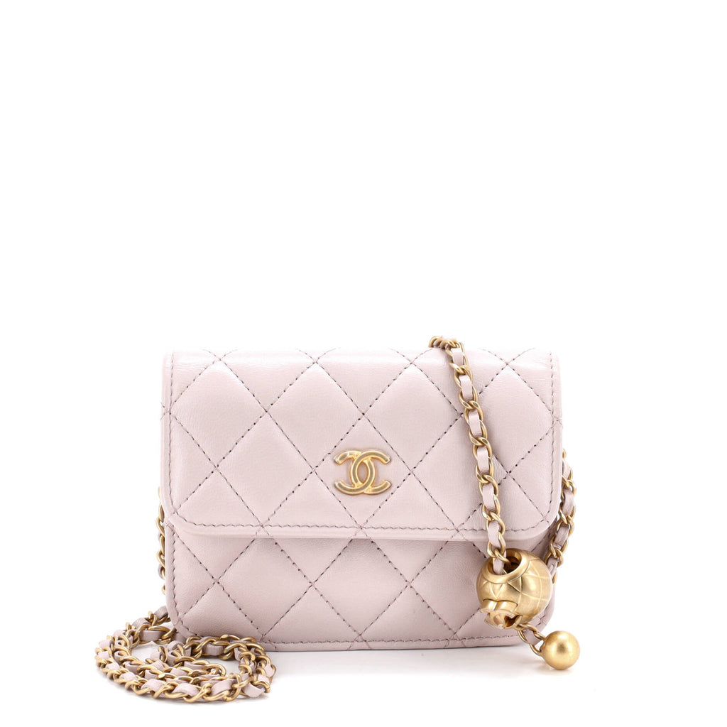Pearl Crush Flap Clutch with Chain Quilted Lambskin Mini