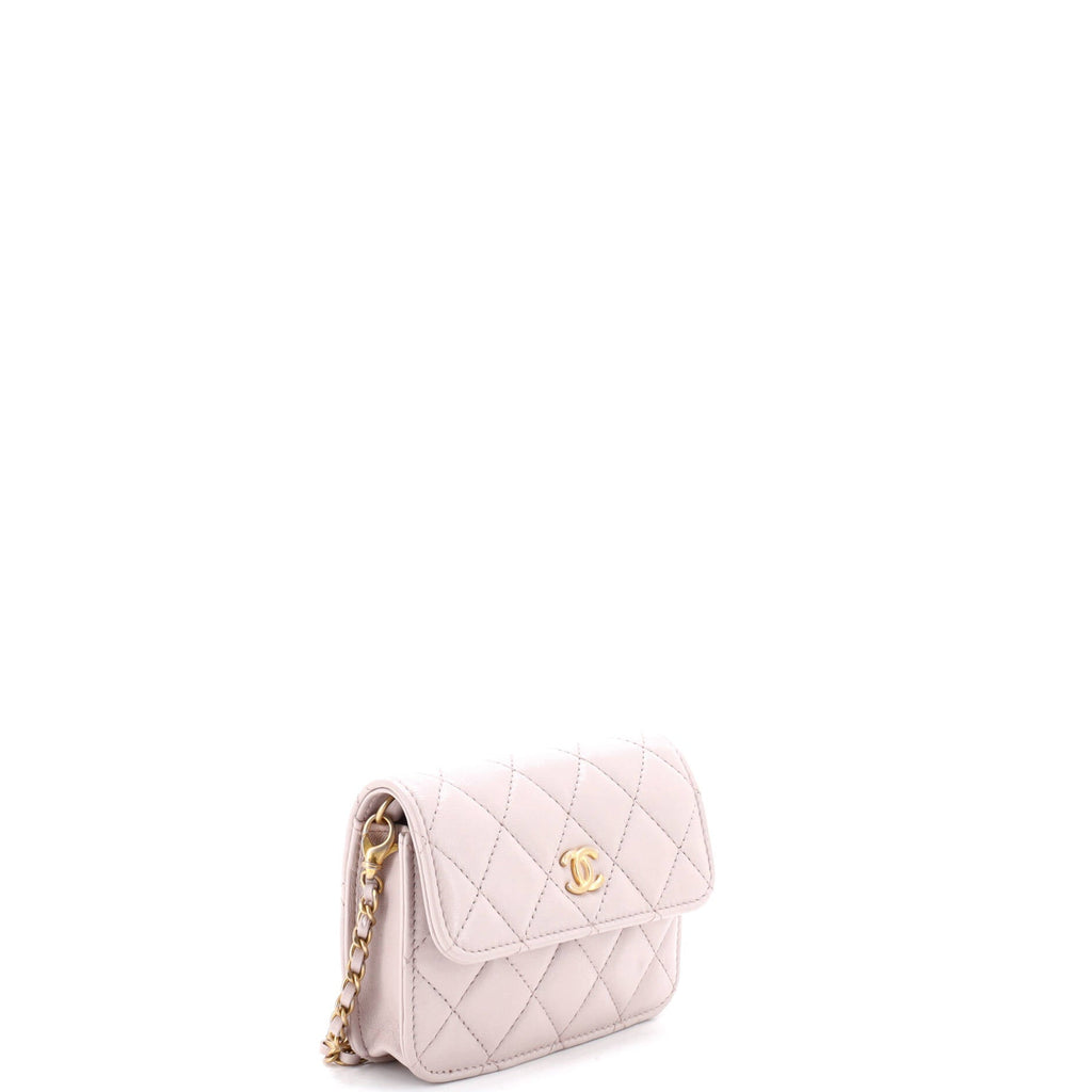 Pearl Crush Flap Clutch with Chain Quilted Lambskin Mini