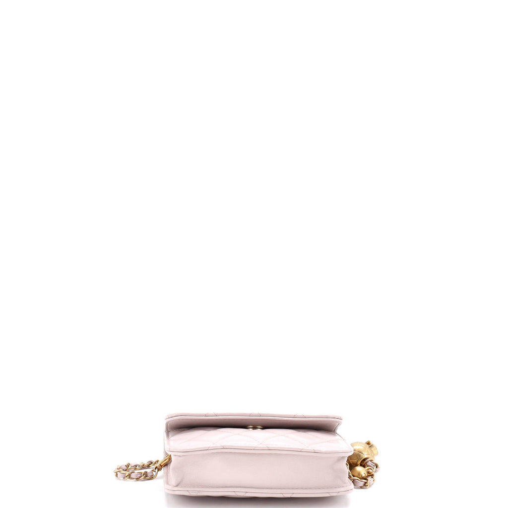 Pearl Crush Flap Clutch with Chain Quilted Lambskin Mini