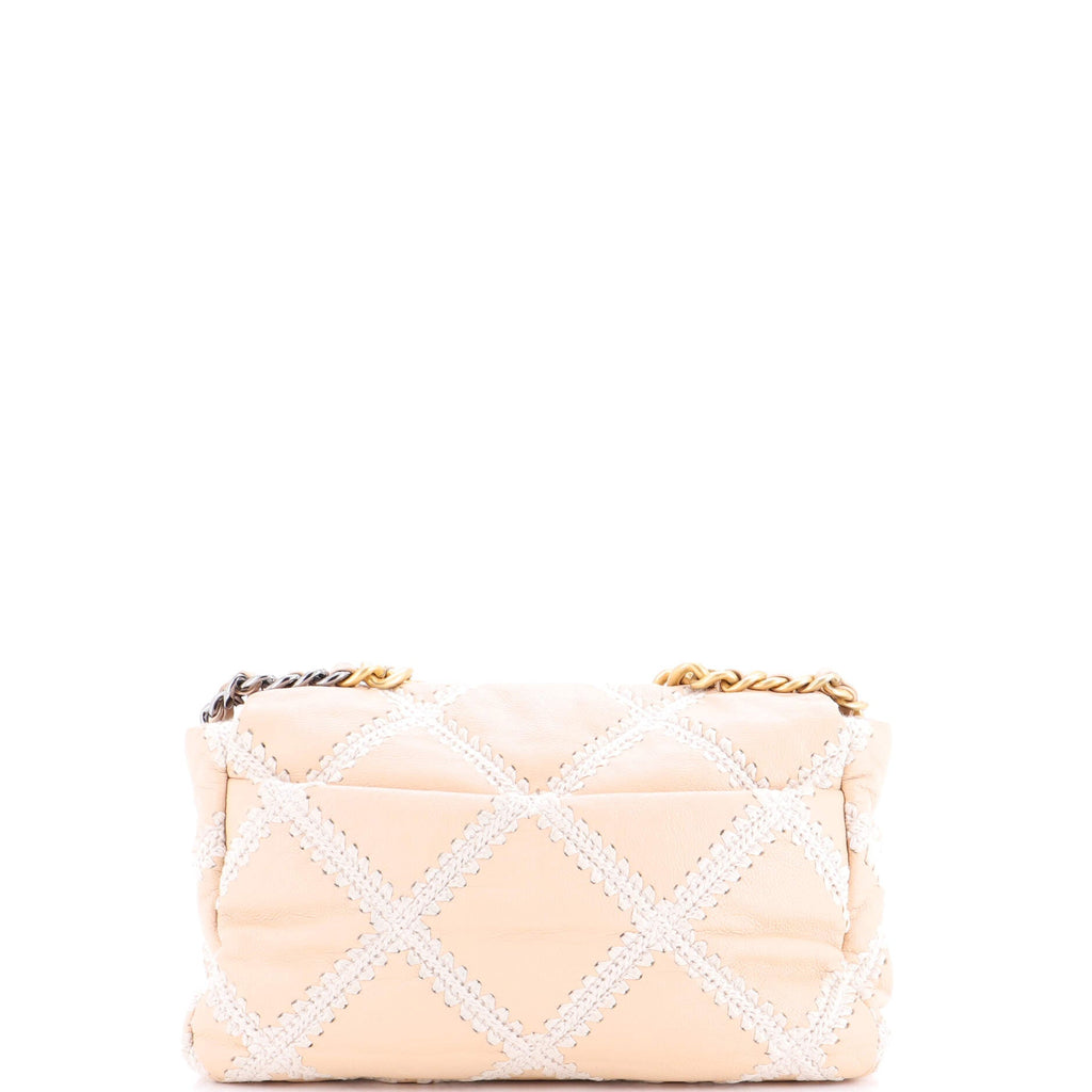 19 Flap Bag Crochet Quilted Calfskin Large