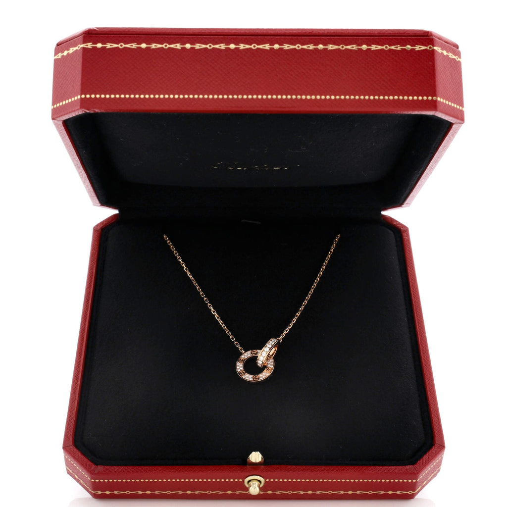 Love Interlocking Pave Necklace 18K Rose Gold and Diamonds