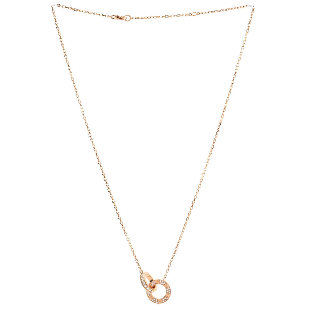 Love Interlocking Pave Necklace 18K Rose Gold and Diamonds