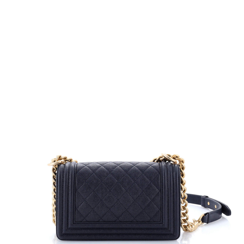 Boy Flap Bag Quilted Caviar Small