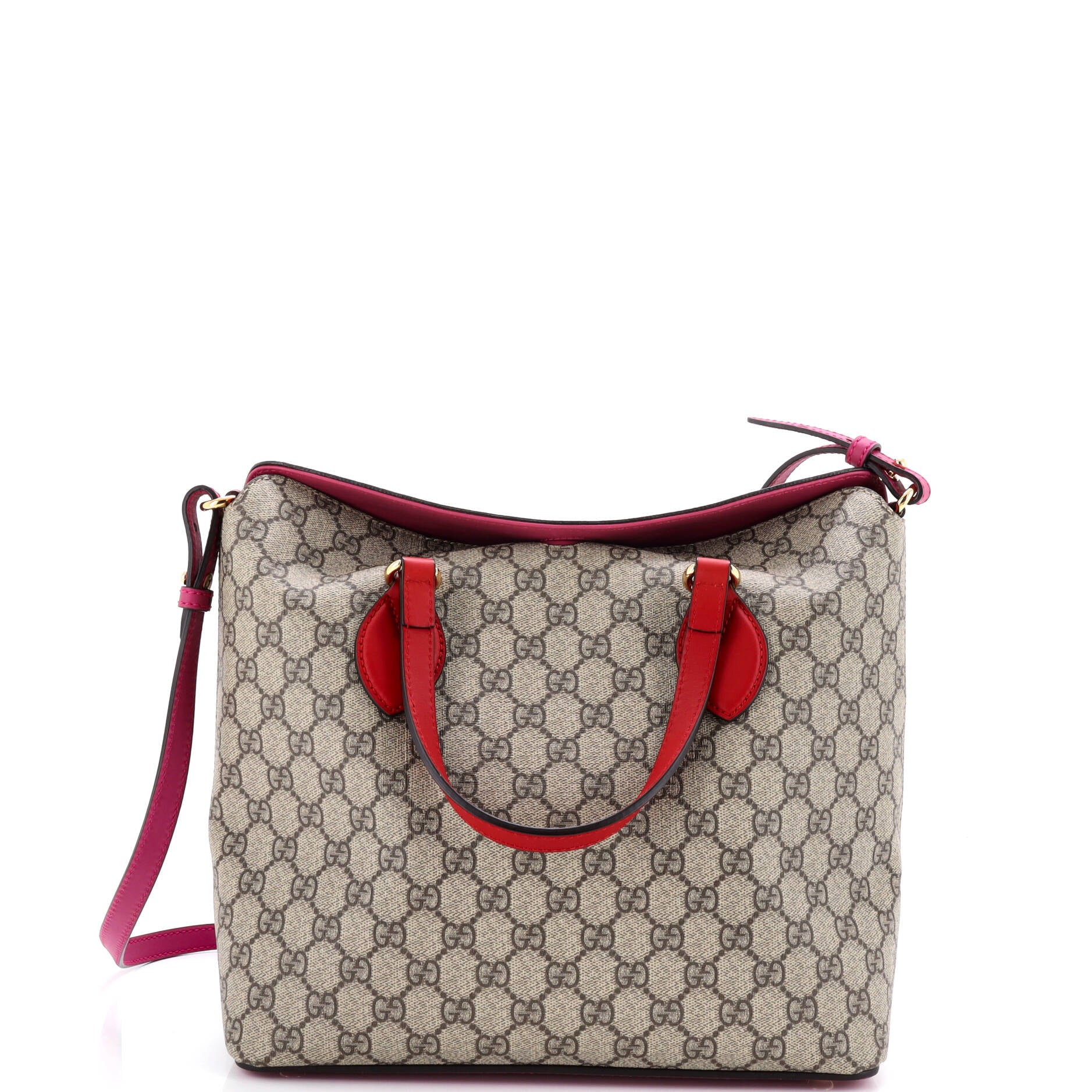 Signature Fold Over Tote GG Coated Canvas with Leather Medium