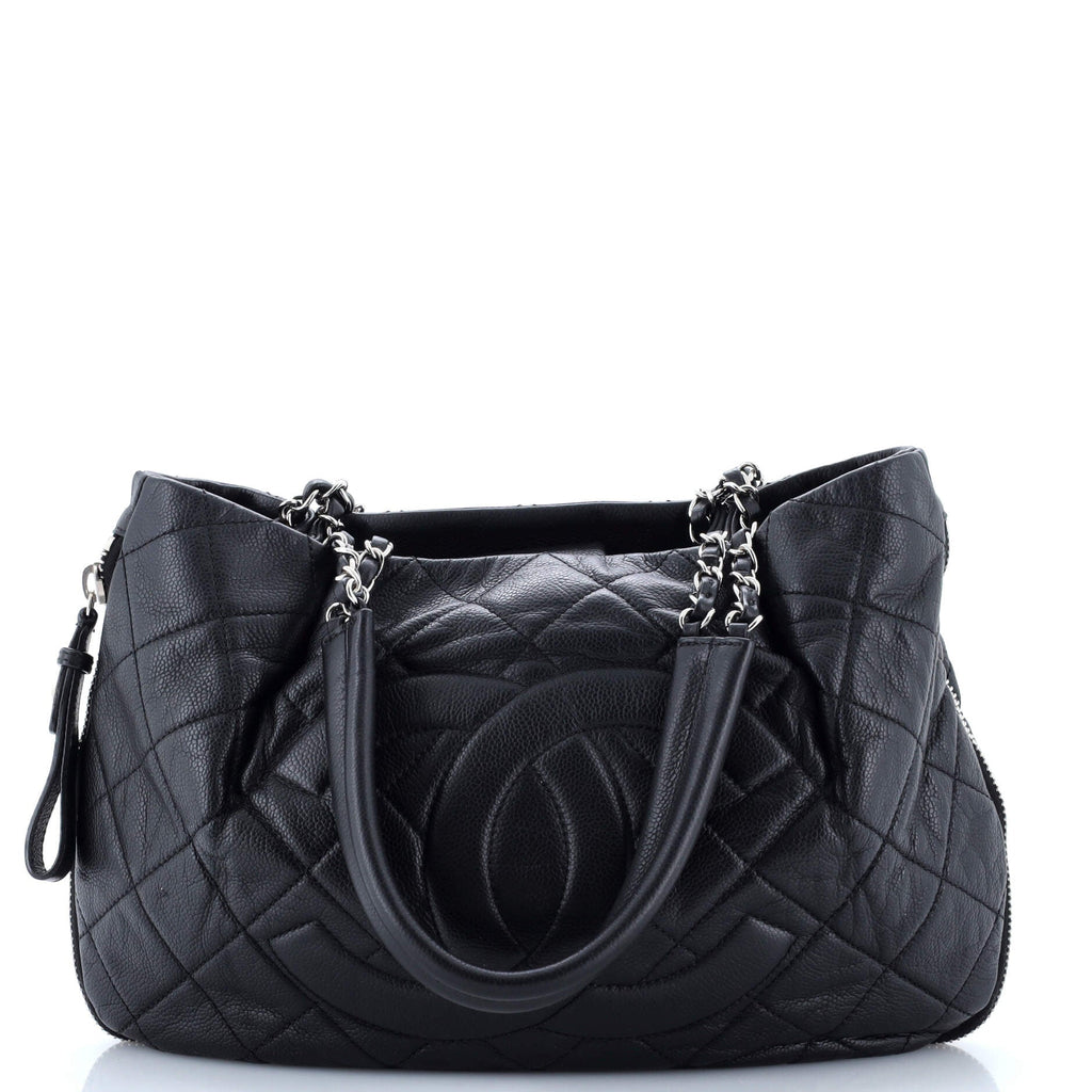 Timeless CC Expandable Tote Quilted Caviar Medium