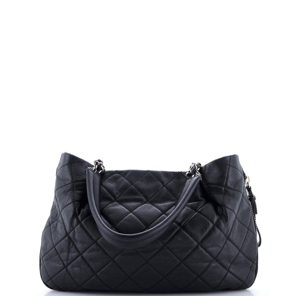 Timeless CC Expandable Tote Quilted Caviar Medium