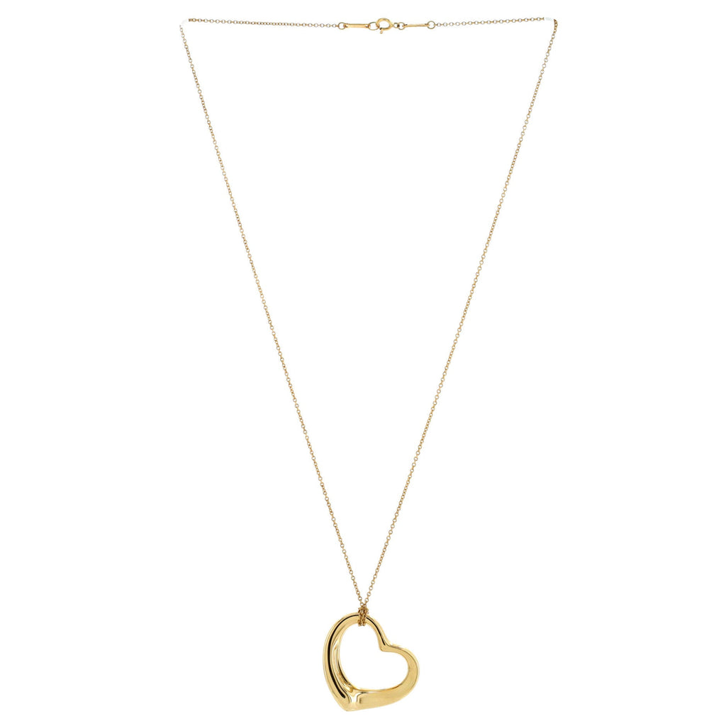 Elsa Peretti Open Heart Pendant Necklace 18K Yellow Gold 28mm