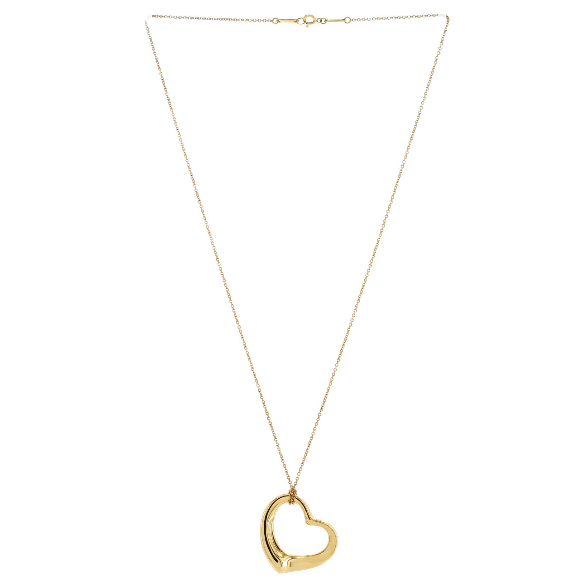Elsa Peretti Open Heart Pendant Necklace 18K Yellow Gold 28mm