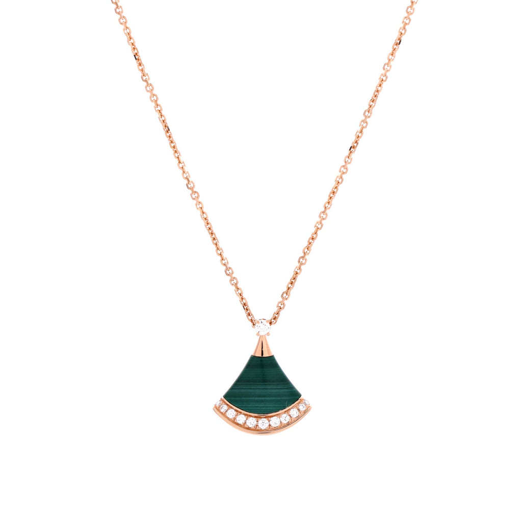 Divas' Dream Pendant Necklace 18K Rose Gold with Malachite and Diamonds Small
