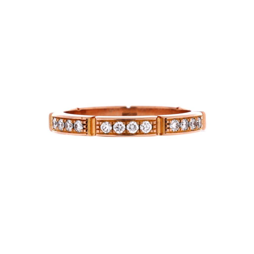 Maillon Panthere Band Ring 18K Rose Gold with Semi Pave Diamonds