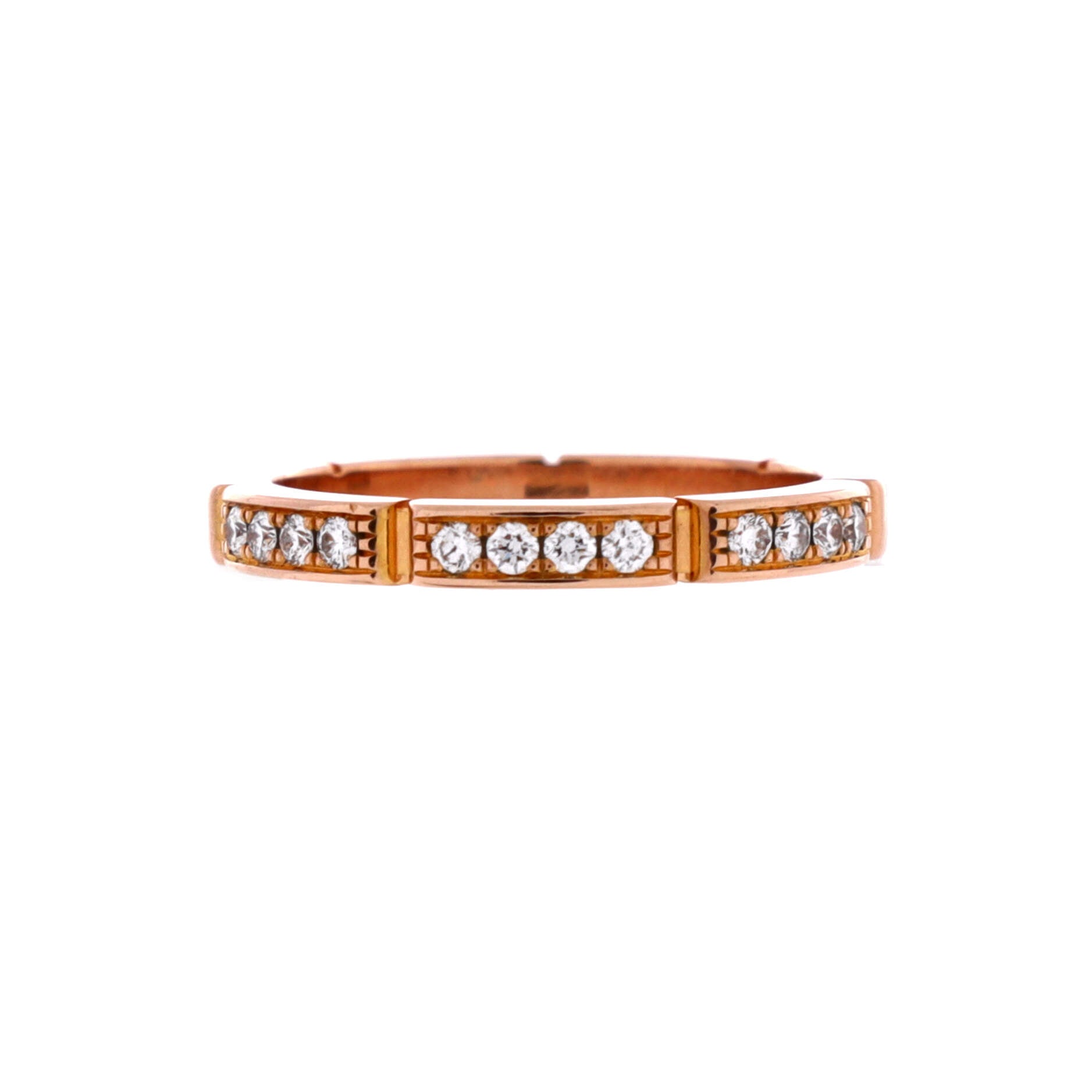 Maillon Panthere Band Ring 18K Rose Gold with Semi Pave Diamonds