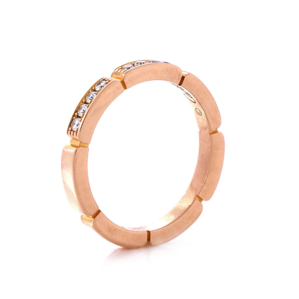 Maillon Panthere Band Ring 18K Rose Gold with Semi Pave Diamonds