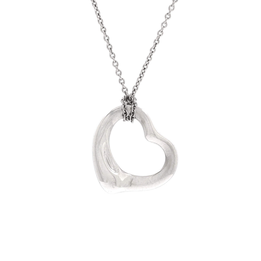 Elsa Peretti Open Heart Pendant Necklace Platinum 16mm