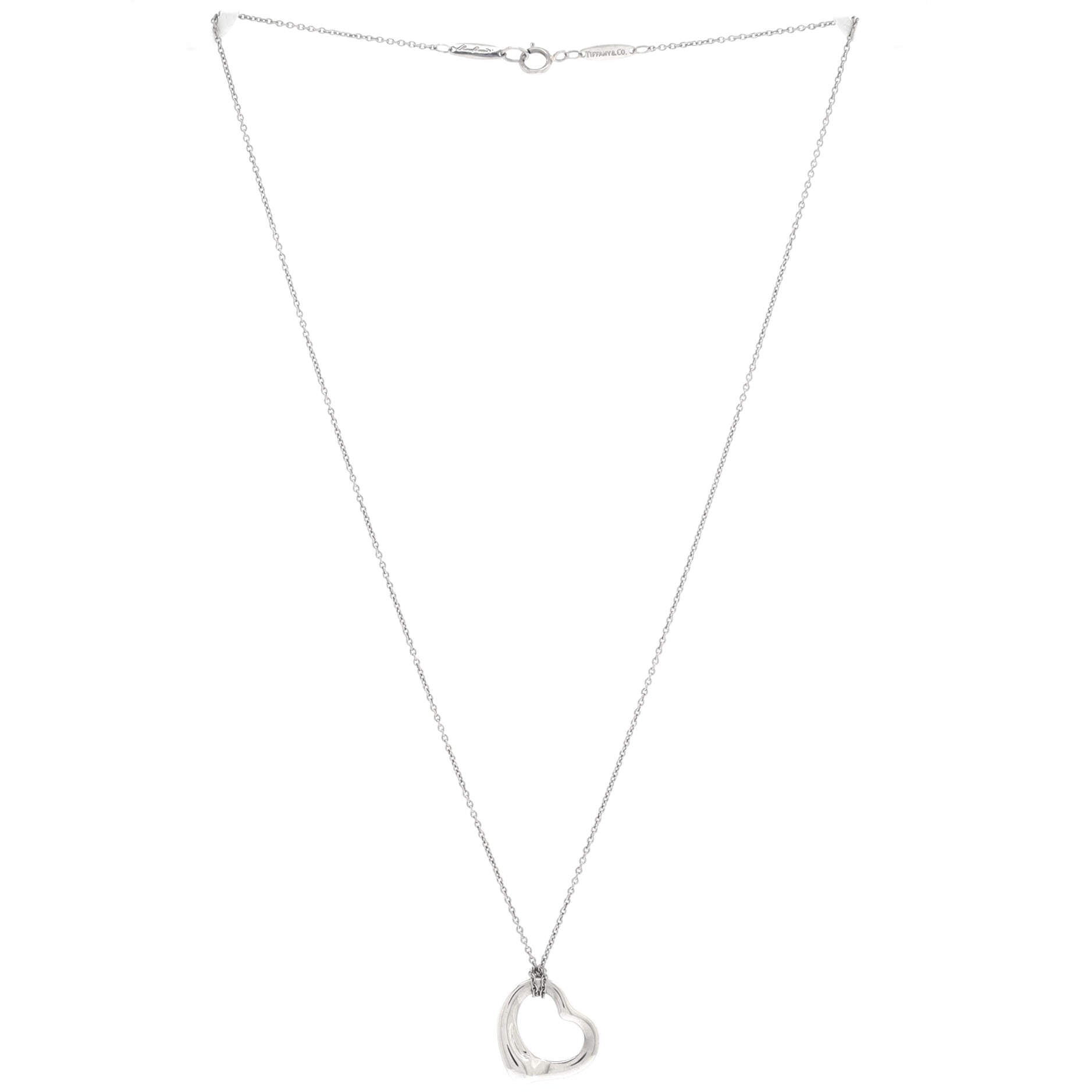 Elsa Peretti Open Heart Pendant Necklace Platinum 16mm