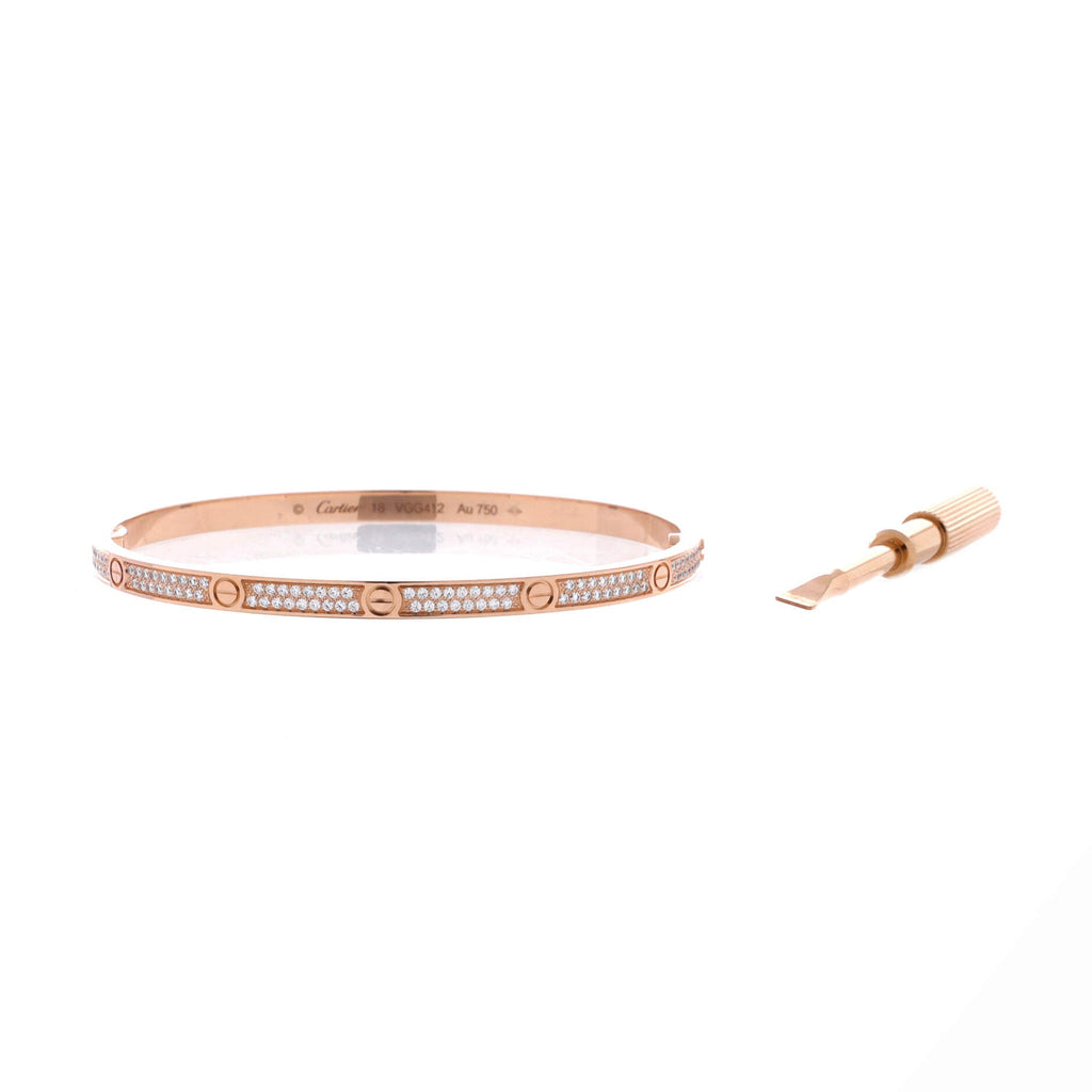 Love Bracelet 18K Rose Gold with Pave Diamonds Small