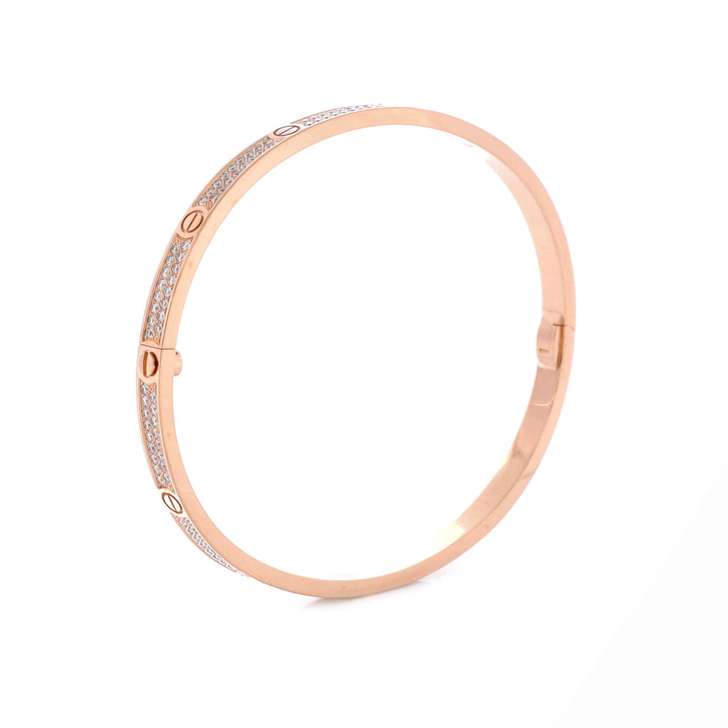 Love Bracelet 18K Rose Gold with Pave Diamonds Small
