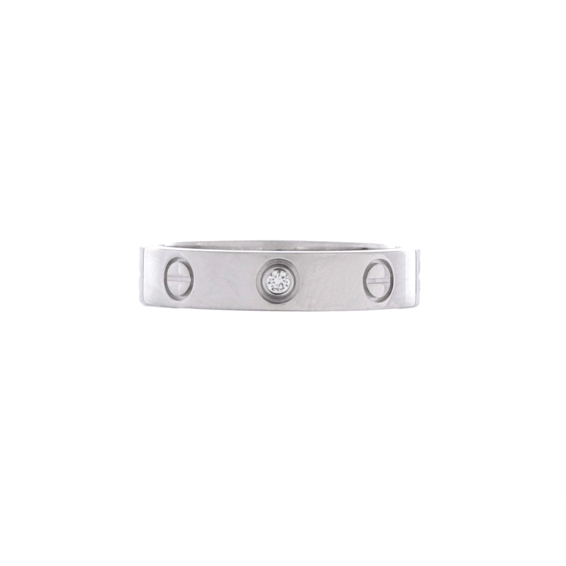 Love Wedding Band 1 Diamond Ring 18K White Gold with Diamond
