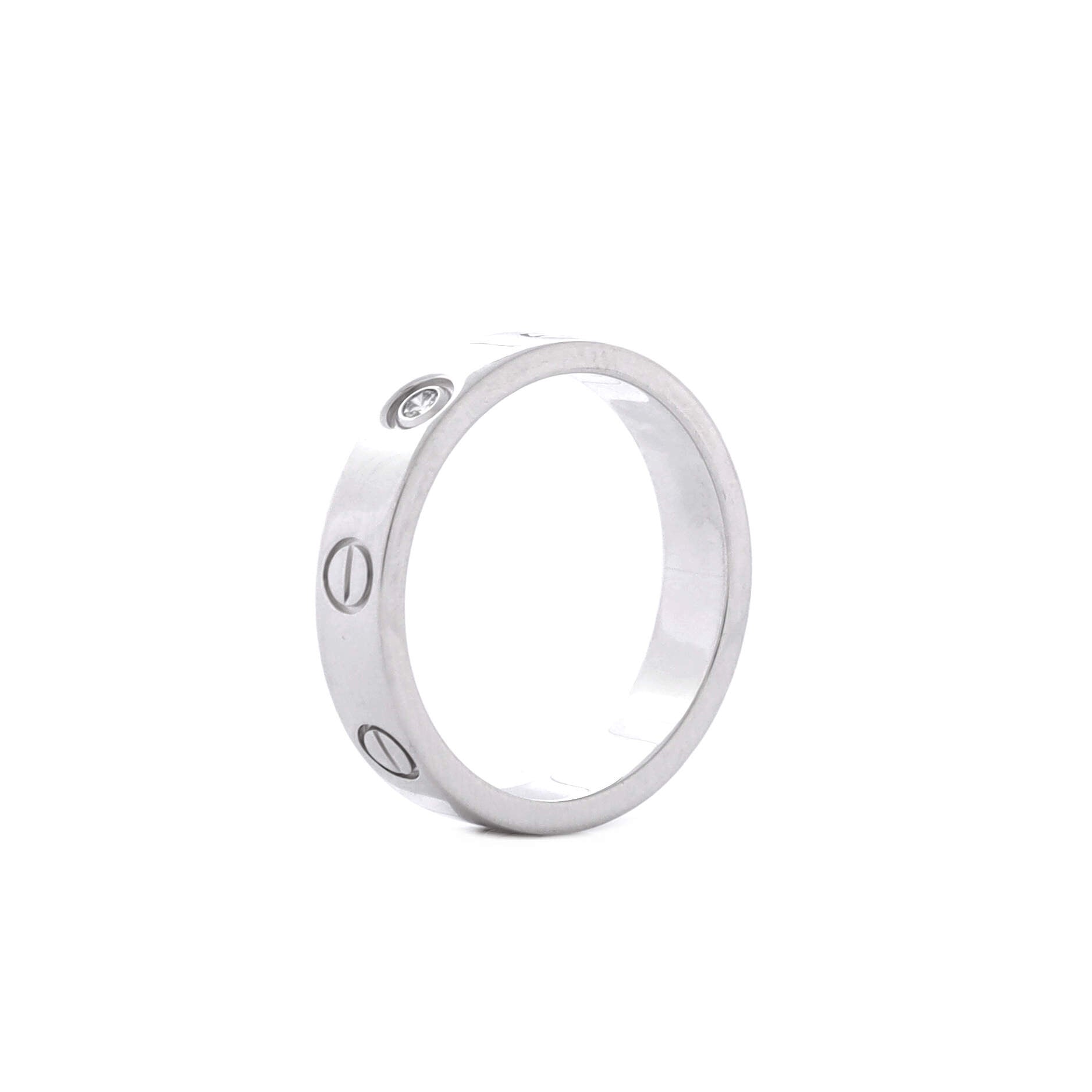 Love Wedding Band 1 Diamond Ring 18K White Gold with Diamond