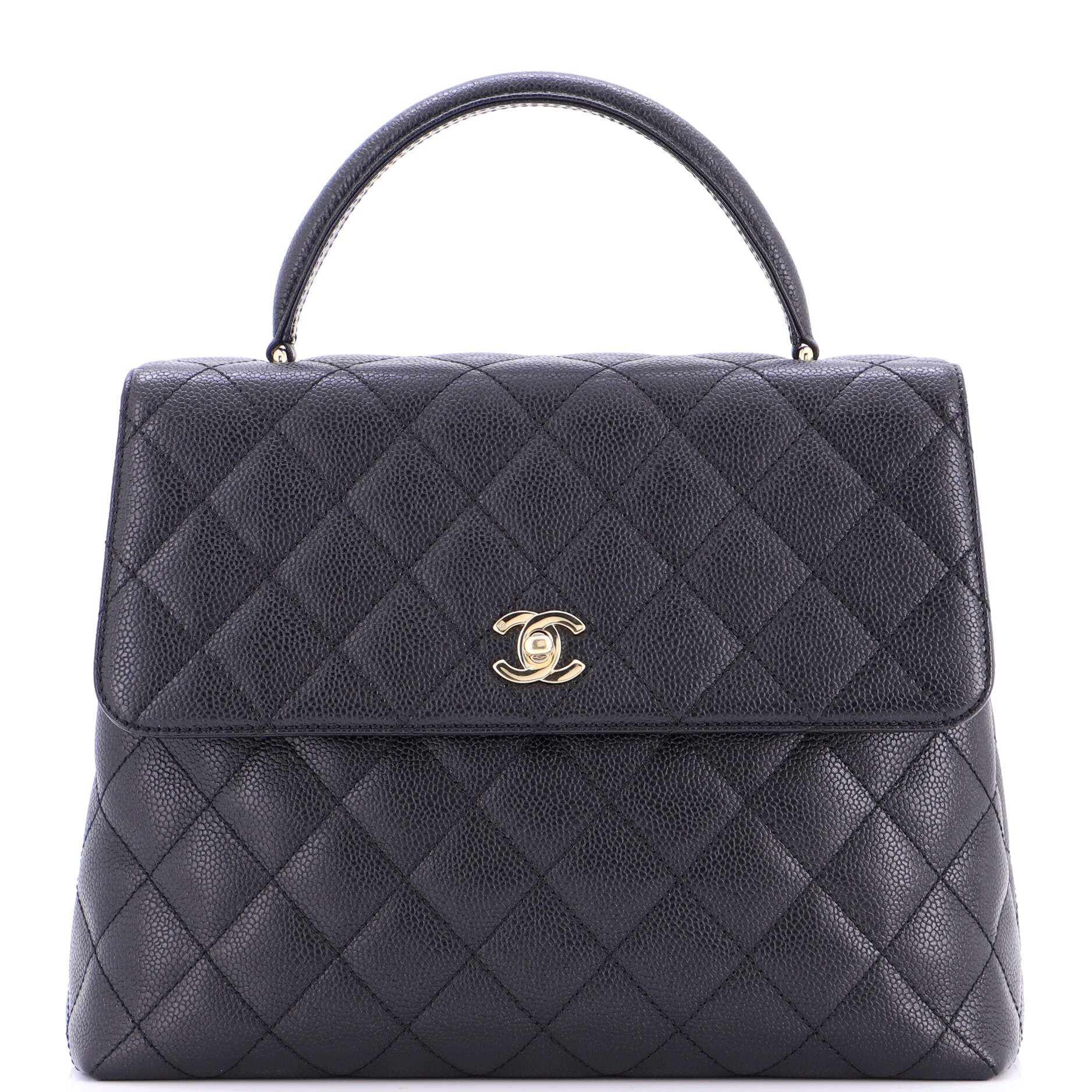 Vintage Classic Top Handle Flap Bag Quilted Caviar Jumbo