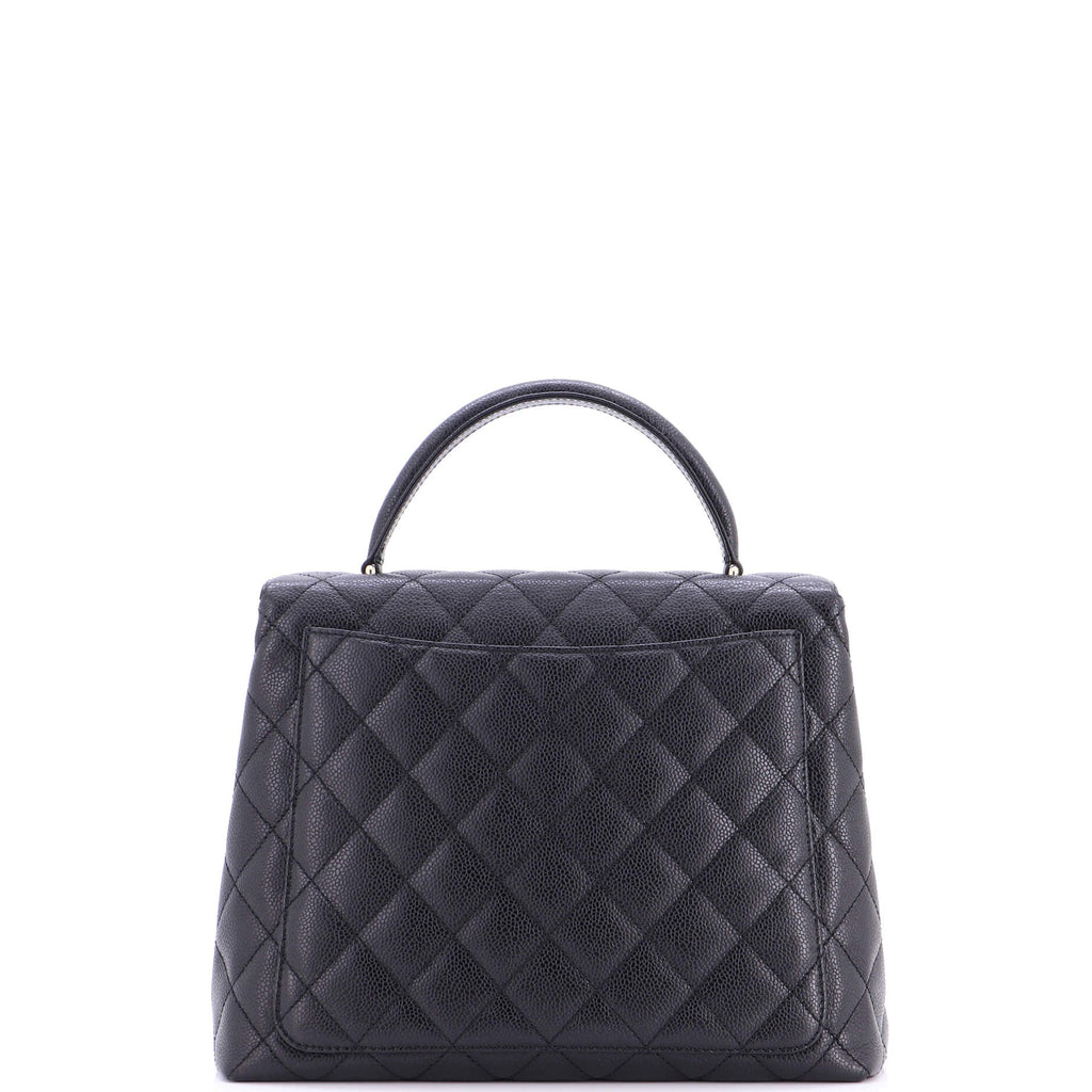 Vintage Classic Top Handle Flap Bag Quilted Caviar Jumbo