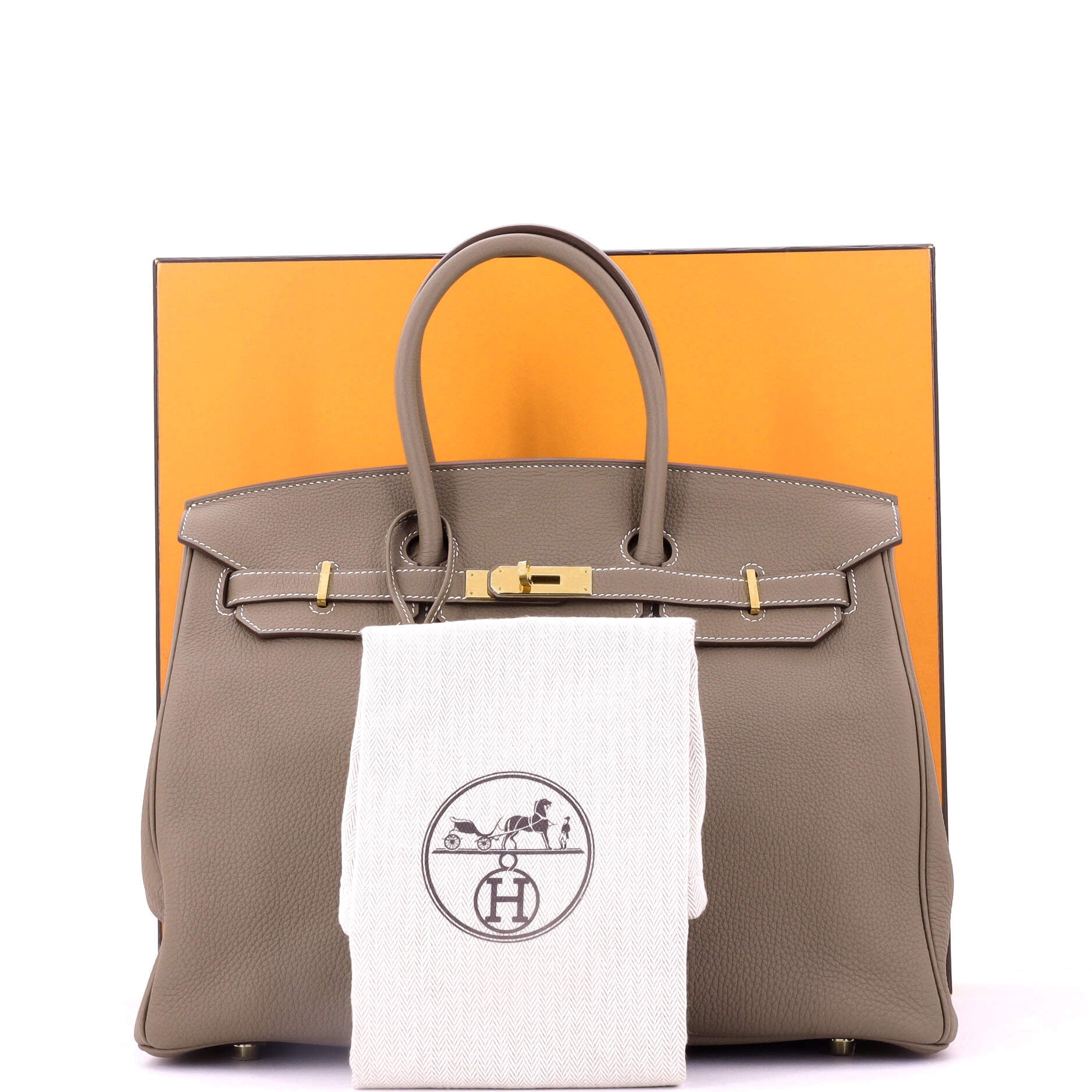 Birkin Handbag Grey Togo with Gold Hardware 35