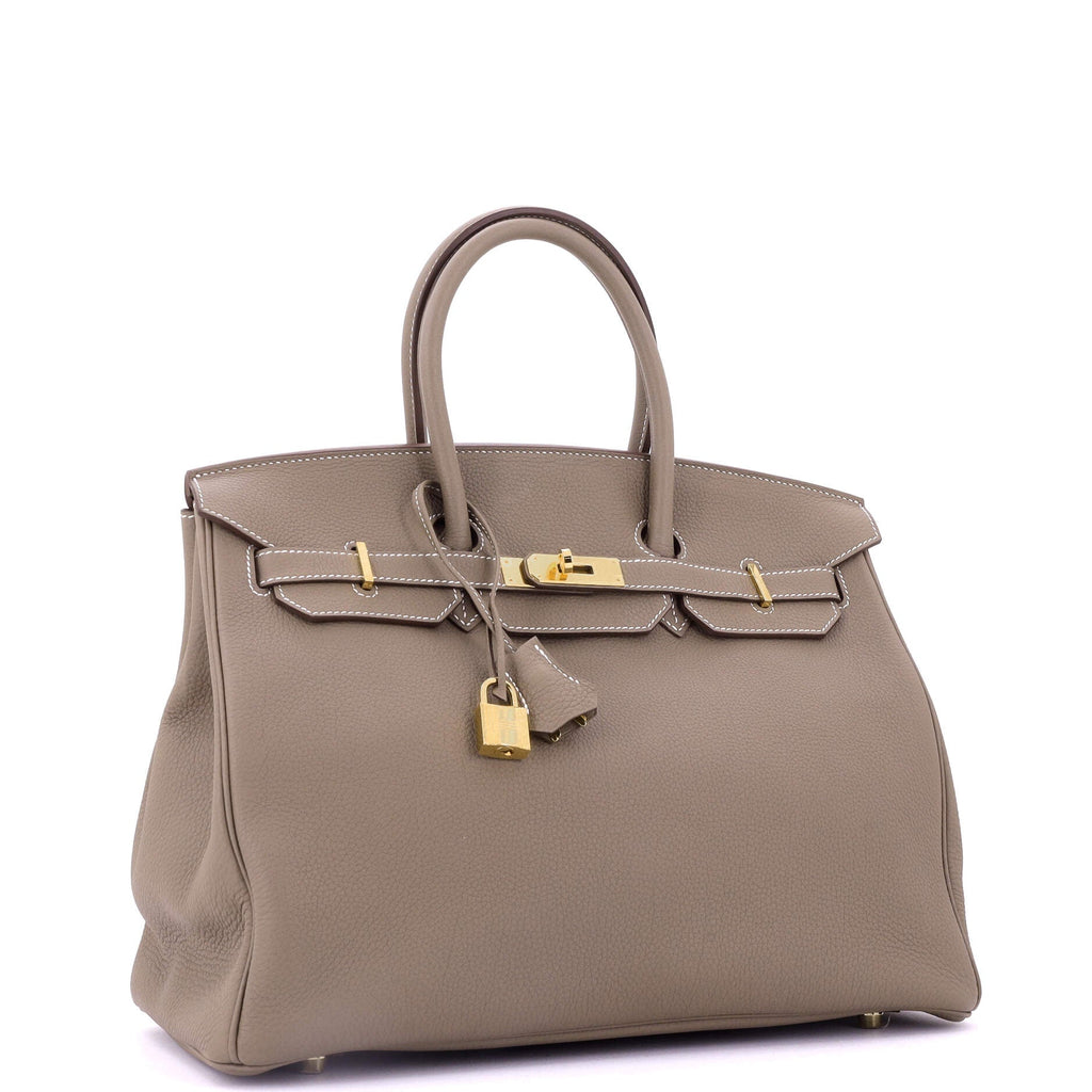Birkin Handbag Grey Togo with Gold Hardware 35