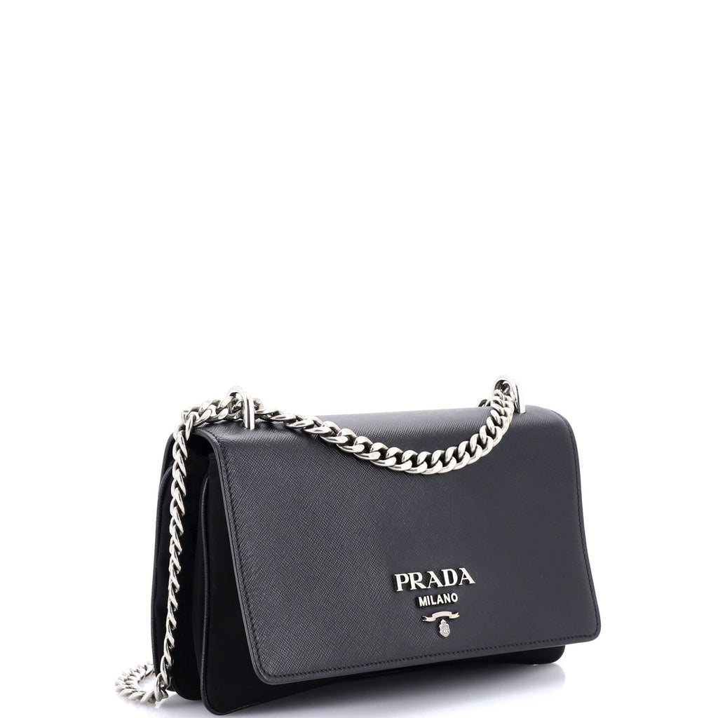 Chain Flap Crossbody Bag Tessuto and Saffiano Leather Medium