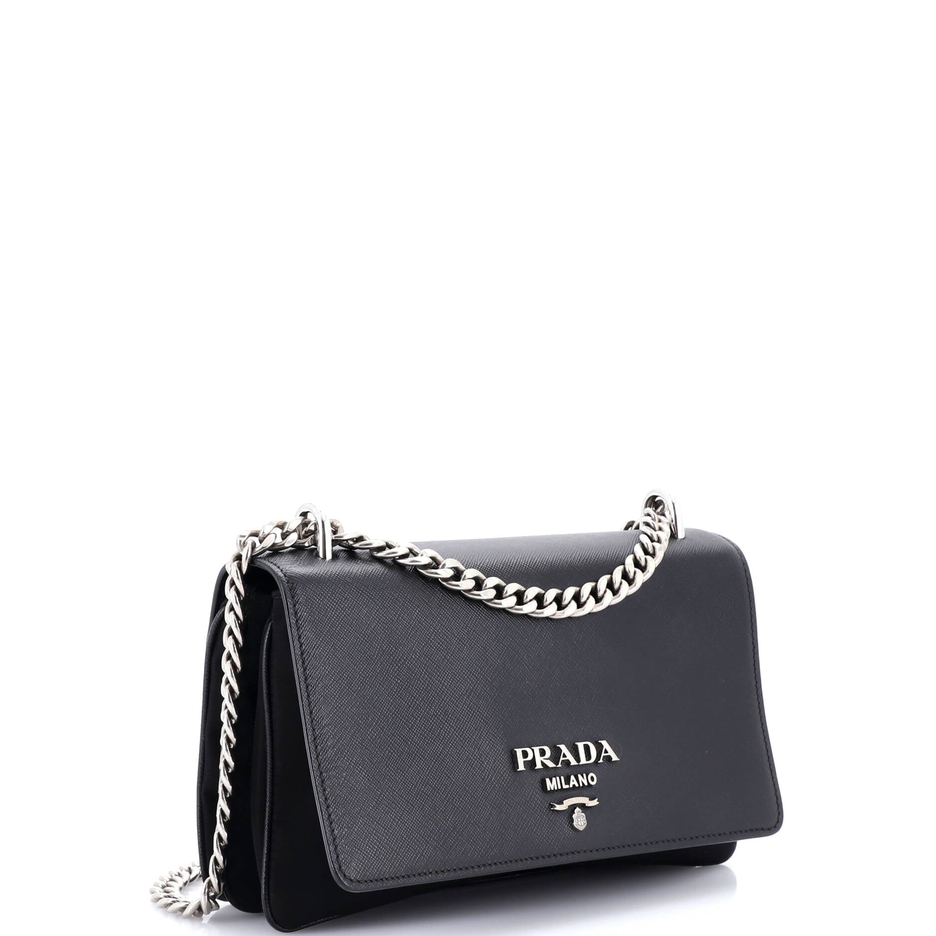 Chain Flap Crossbody Bag Tessuto and Saffiano Leather Medium
