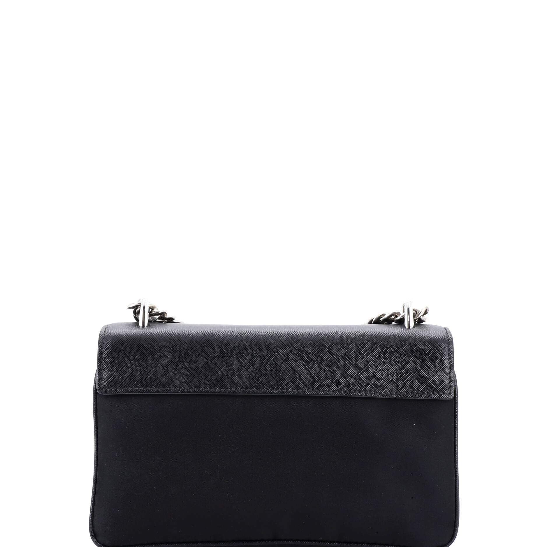 Chain Flap Crossbody Bag Tessuto and Saffiano Leather Medium