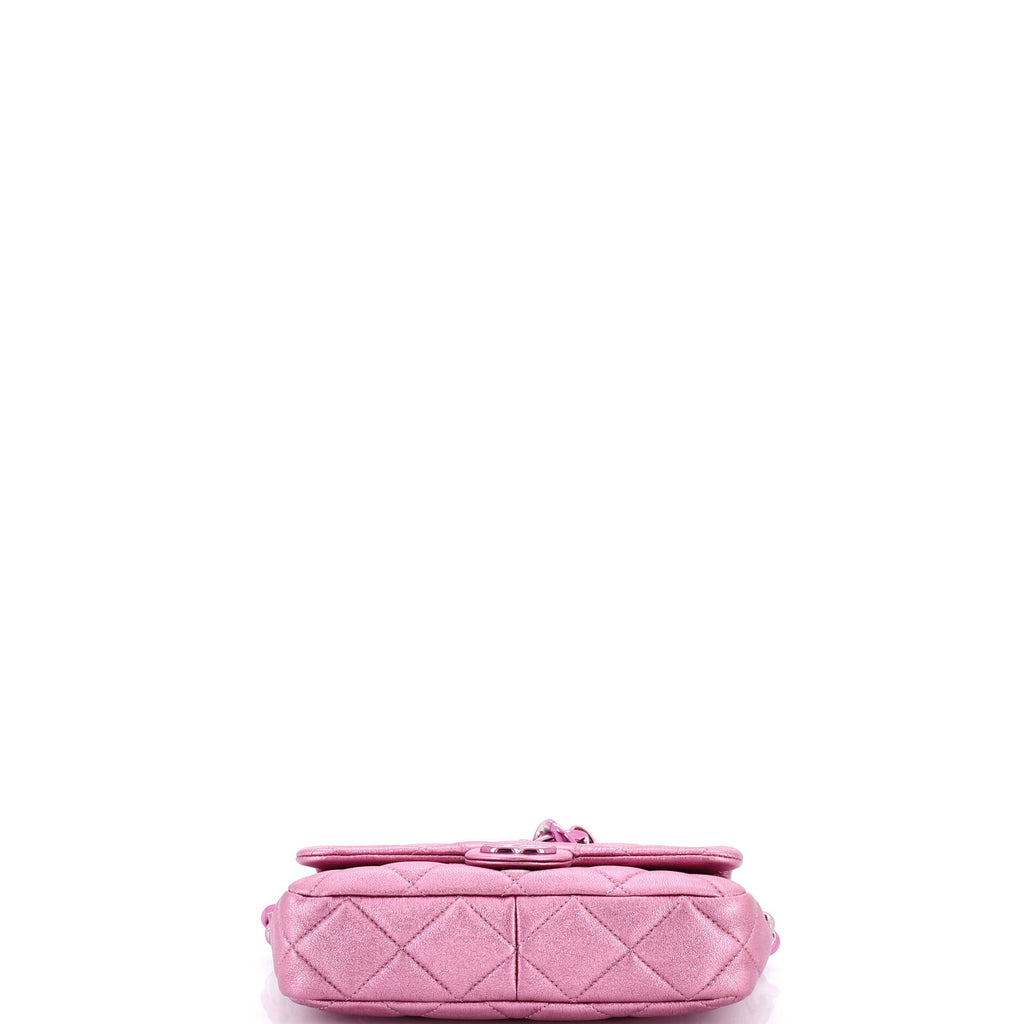 Chunky Chain CC Flap Bag Quilted Metallic Calfskin Small