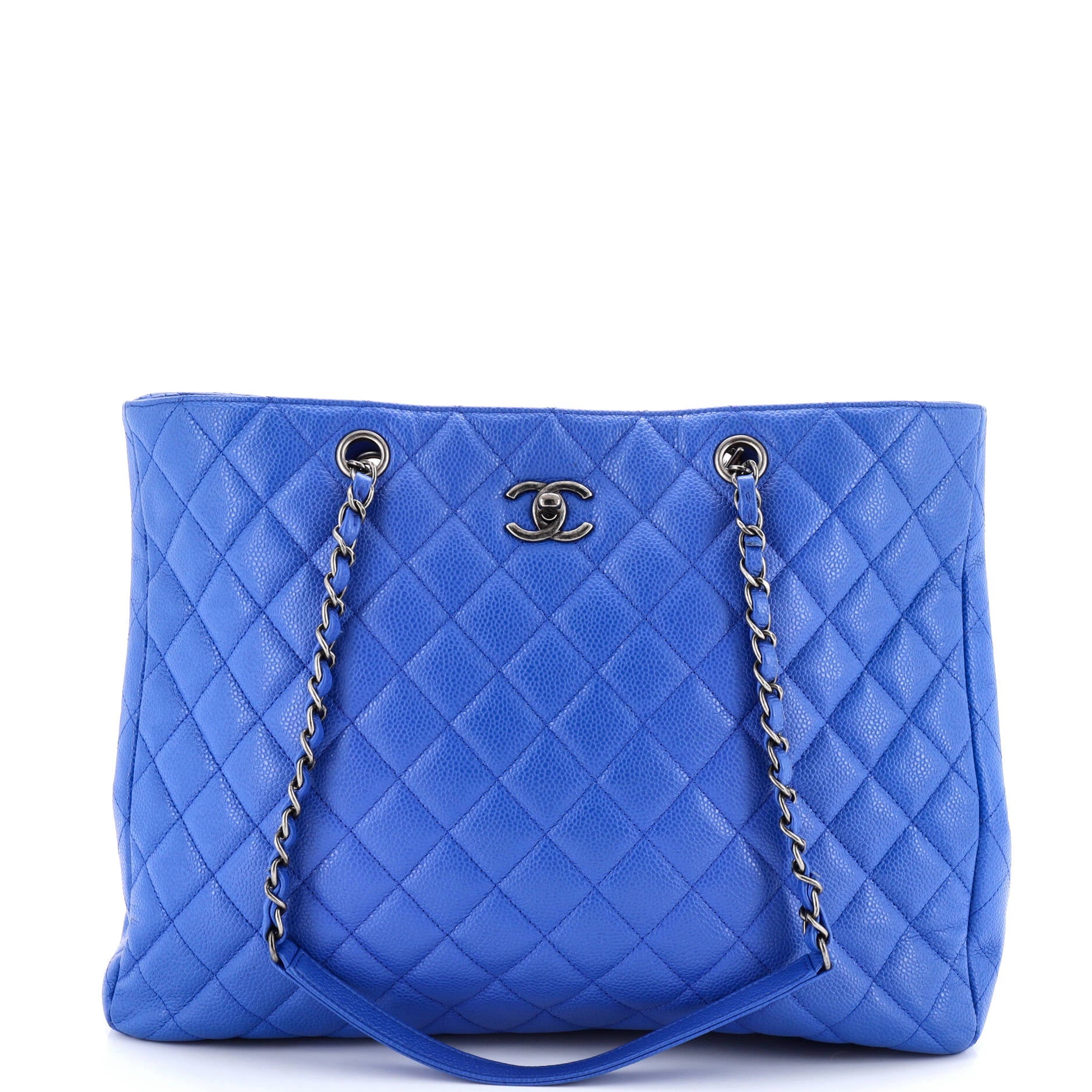 Classic CC Shopping Tote Quilted Caviar Large