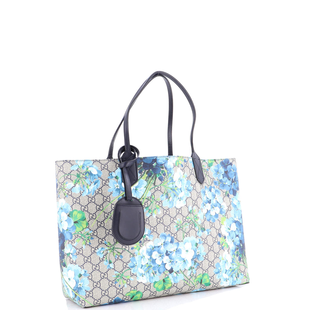 Reversible Tote Blooms GG Print Leather Medium