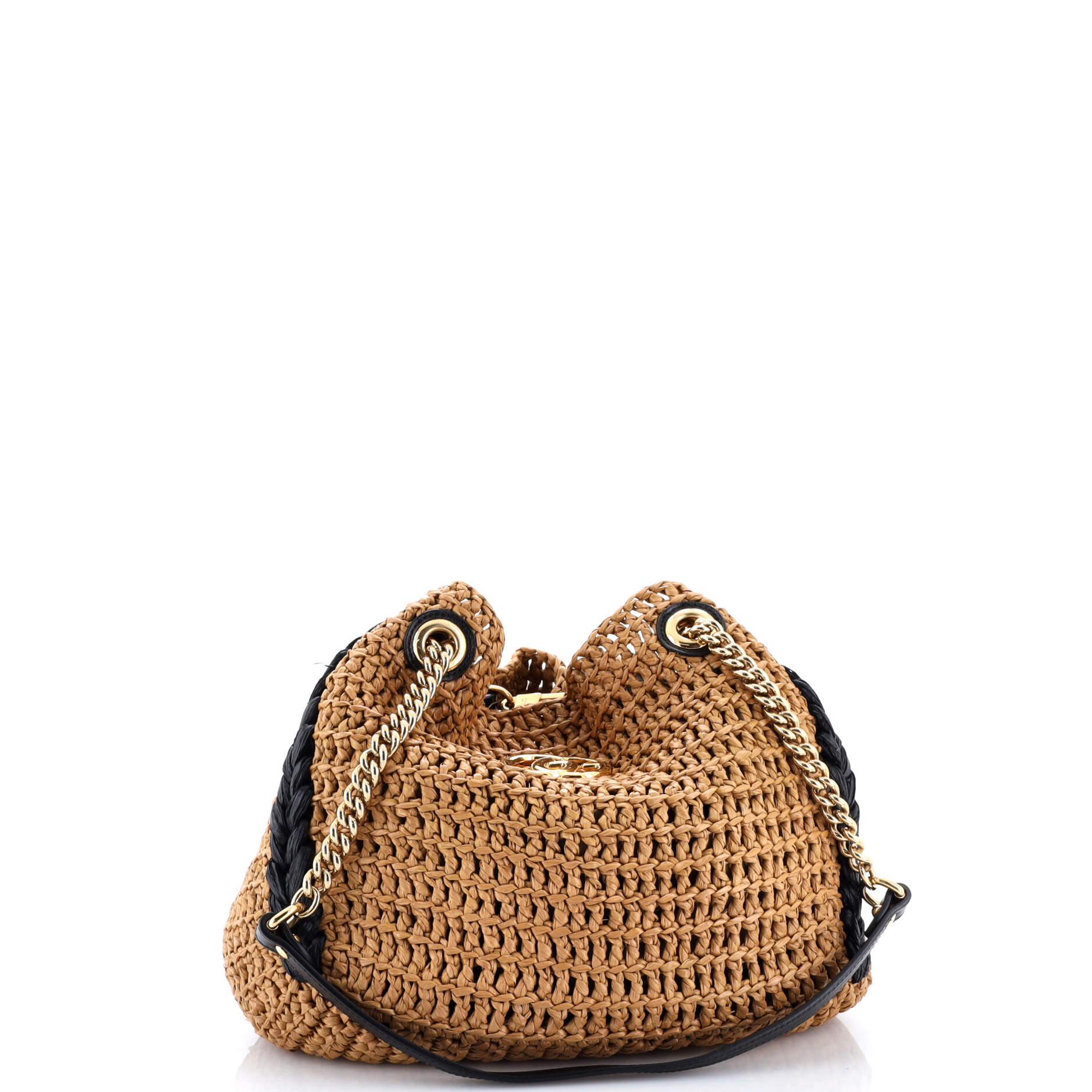 GG Marmont Chain Tote Raffia Small
