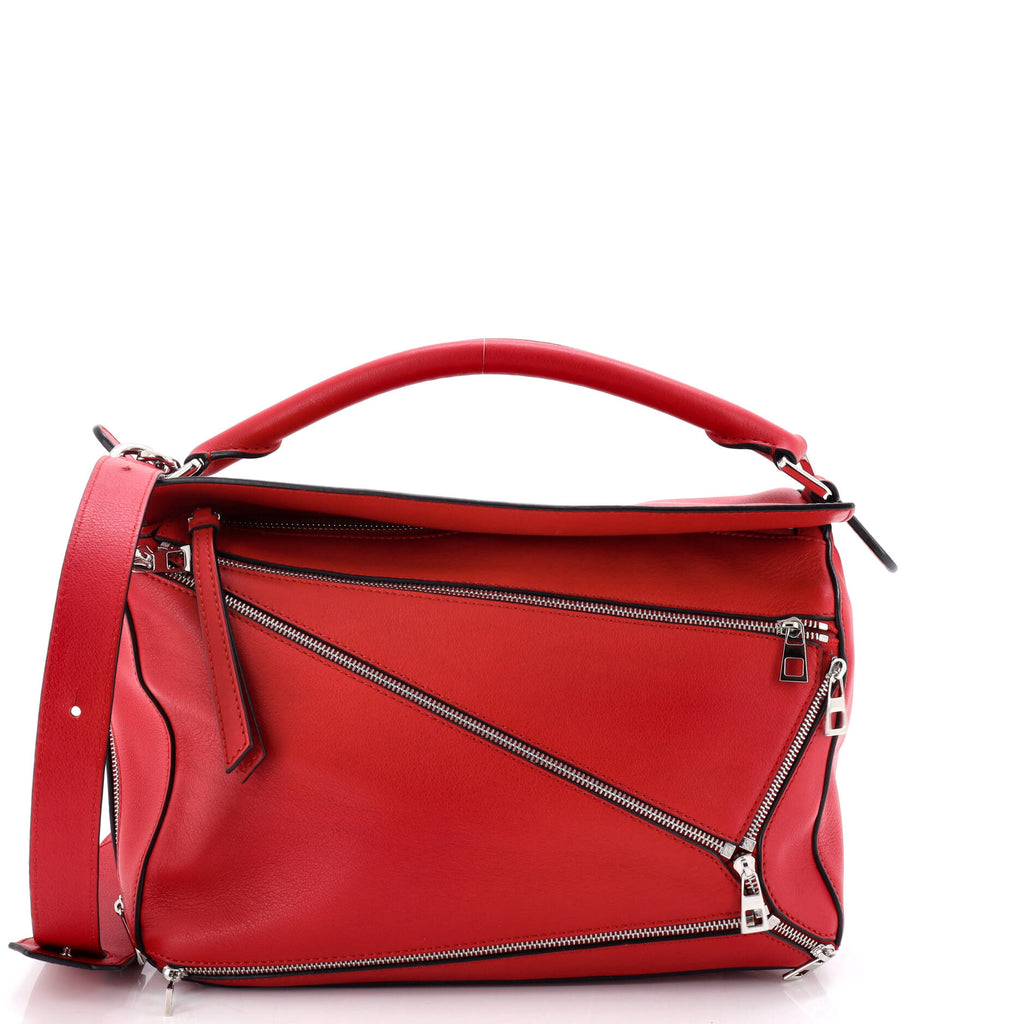 Puzzle Bag Zipper Embellished Leather Medium