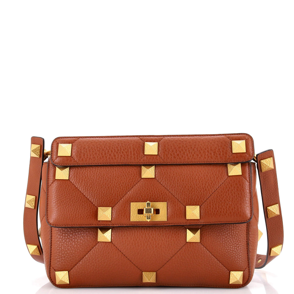 Roman Stud Flap Bag Quilted Leather Large