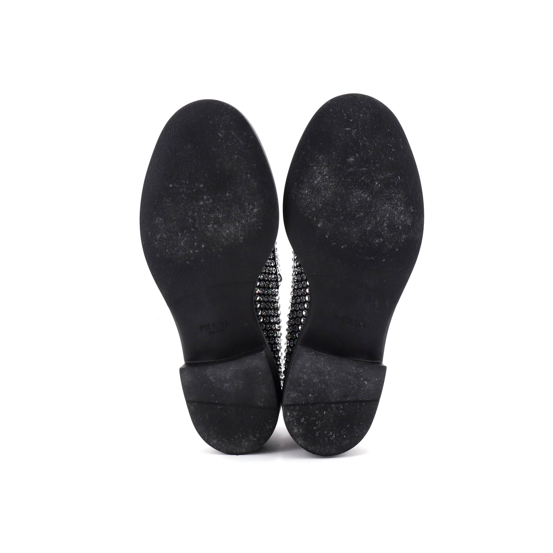 Women's Triangle Logo Loafers Crystal Embellished Satin