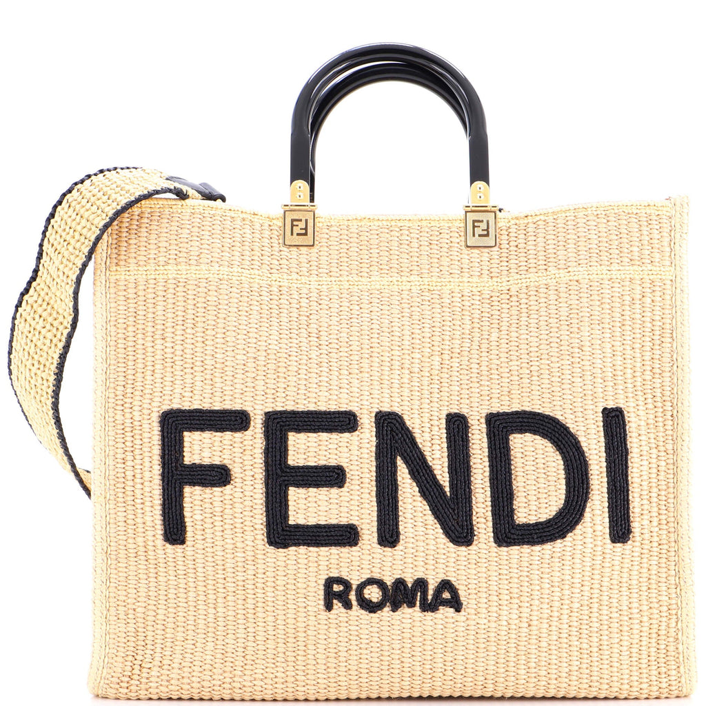 Sunshine Shopper Tote Woven Raffia Medium