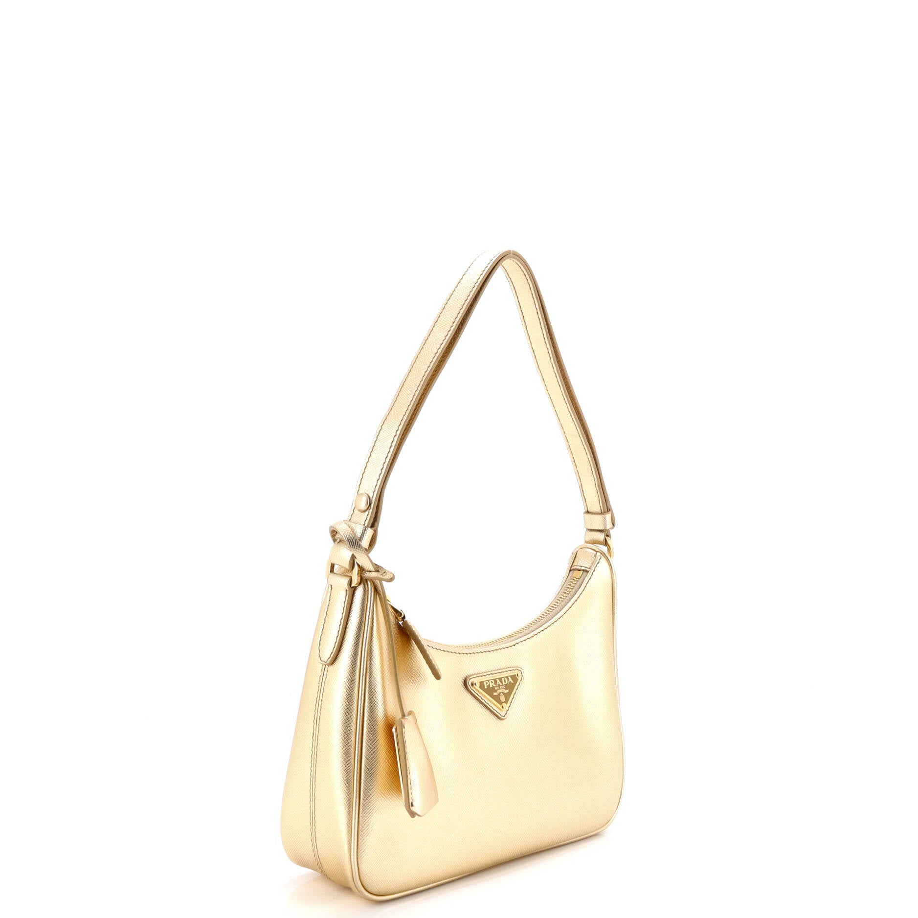 Adjustable Handle Zip Hobo Saffiano Leather Mini