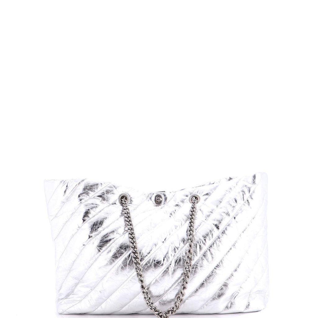 Crush Carry All Chain Tote Quilted Leather Large
