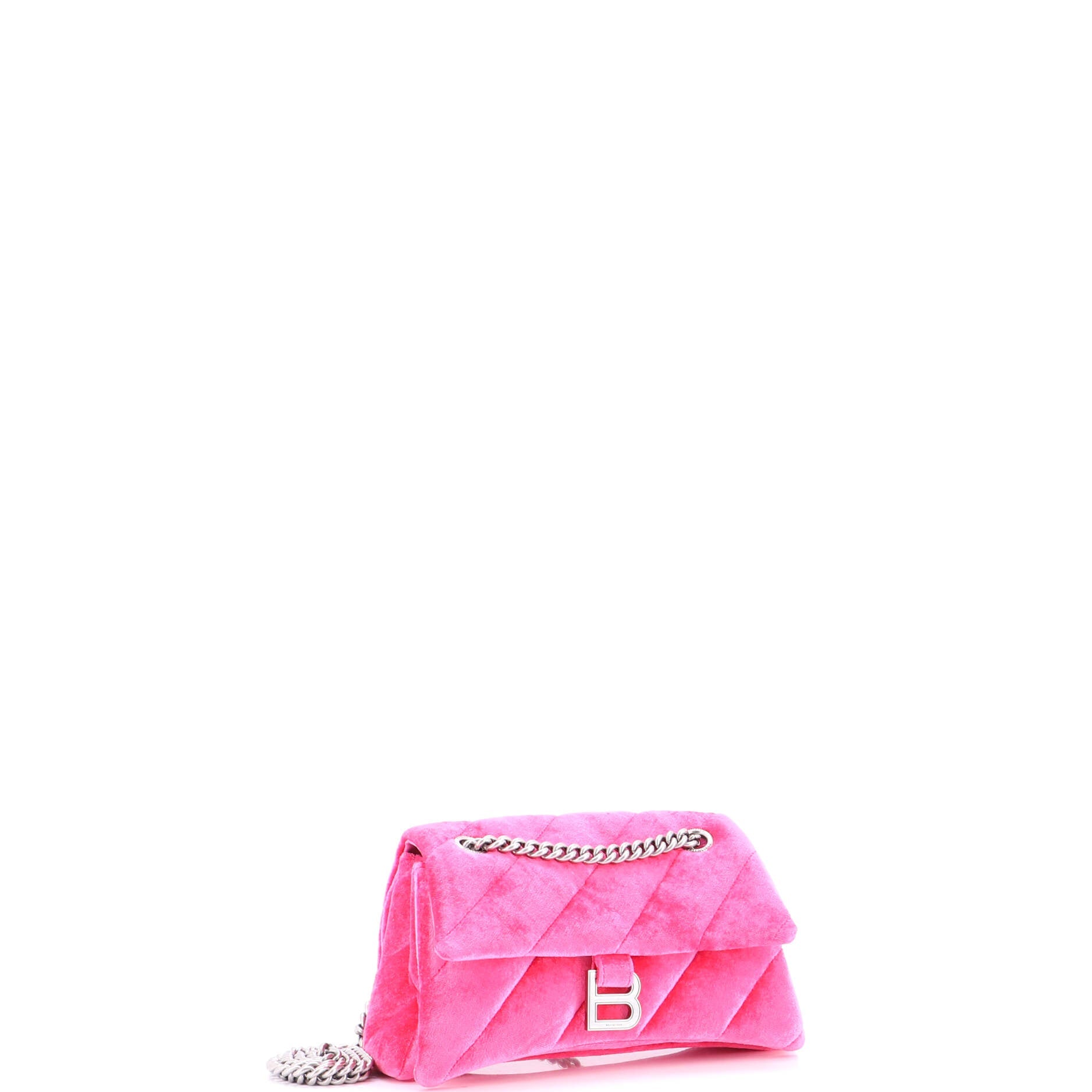 Crush Chain Flap Bag Quilted Velvet Medium