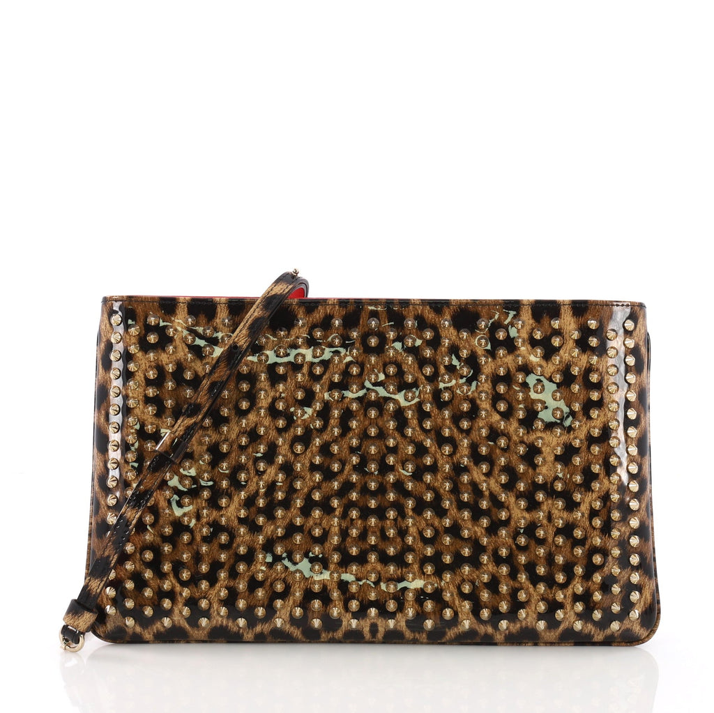 Loubiposh Clutch Printed Spiked Patent